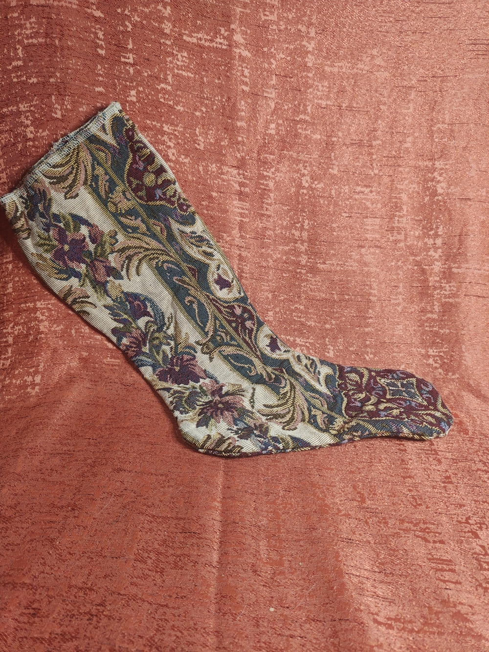 Multicolor Floral Tapestry Fabric Christmas Stocking Decor, Christmas Theme